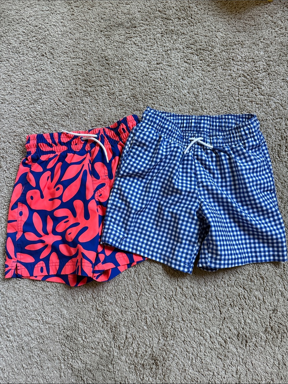 Old Navy Kids Swim Trunks - Navy & Hot Pink Floral and Blue Gingham